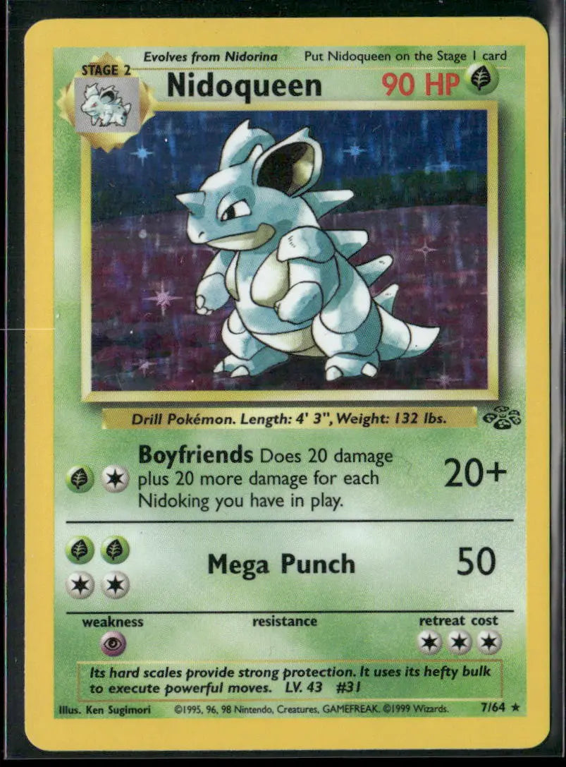 1999 Pokemon Jungle Unlimited Holofoil Nidoqueen 7/64 