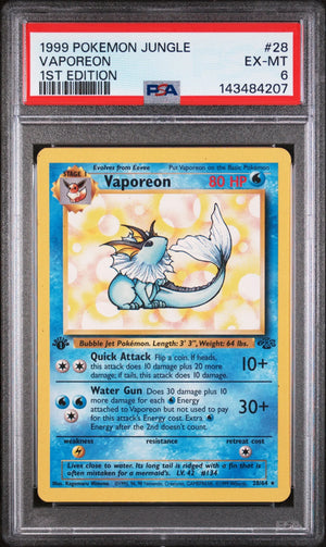 1999 Pokemon Jungle Vaporeon 1st Edition 28/64 PSA 6 