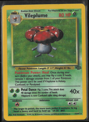 1999 Pokemon Jungle Vileplume Holo Rare 15/64 LP 