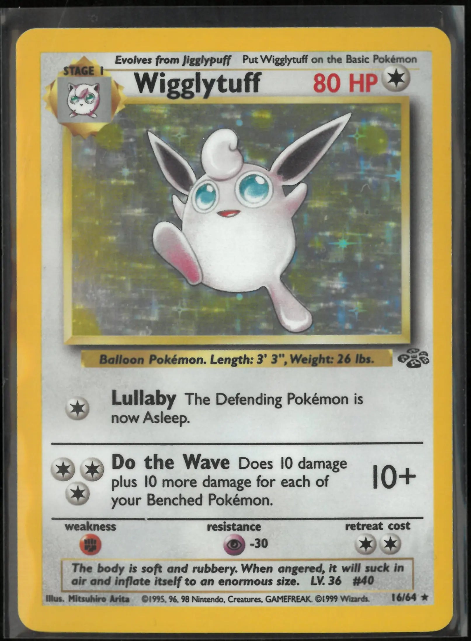 1999 Pokemon Jungle Wigglytuff Holo Rare 16/64 
