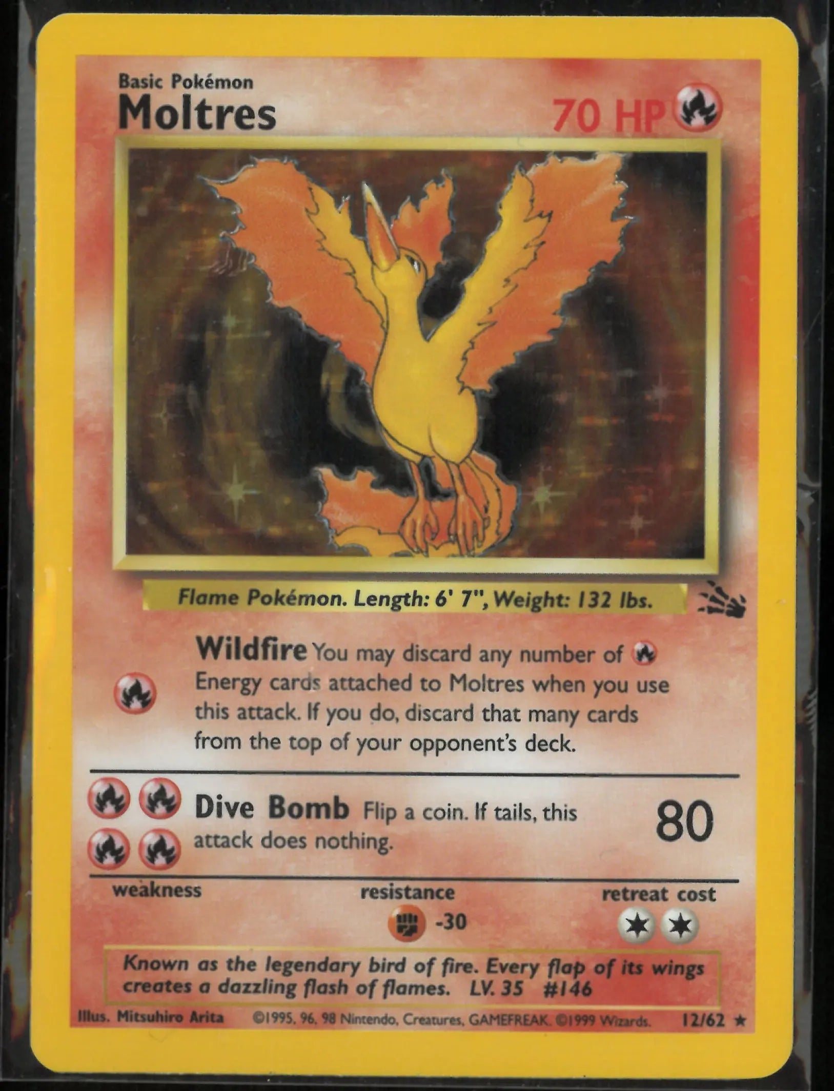 1999 Pokemon Moltres Holo Rare Fossil 12/62 