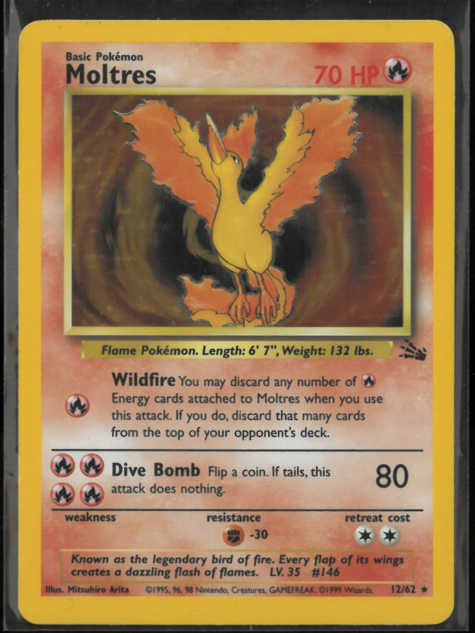1999 Pokemon Moltres Holo Rare Fossil 12/62 