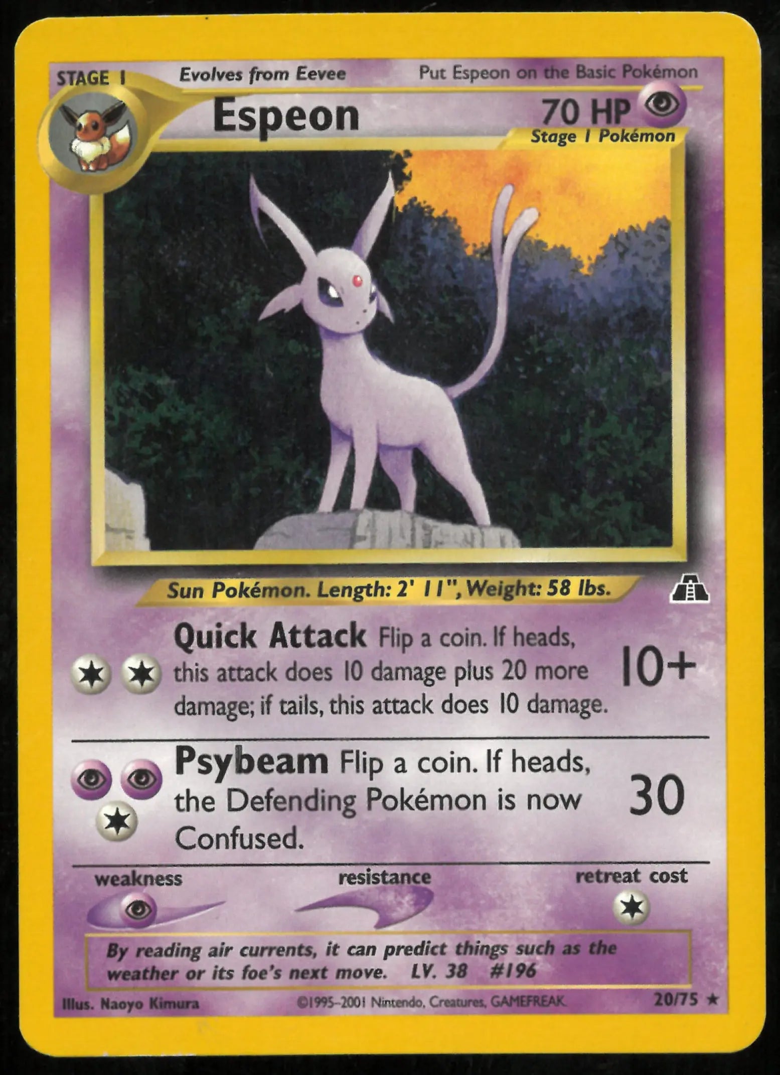 1999 Pokemon Neo Discovery Rare Espeon 20 