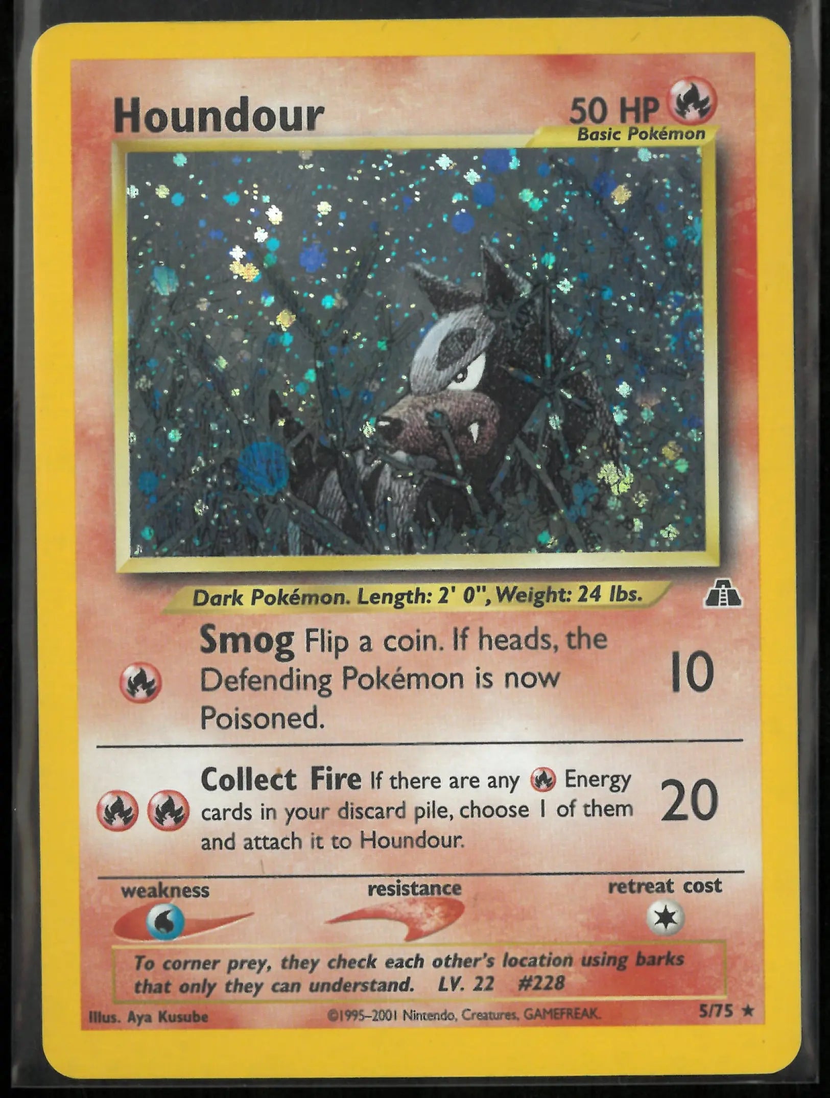 1999 Pokemon Neo Discovery Unlimited Holofoil Houndour 5 