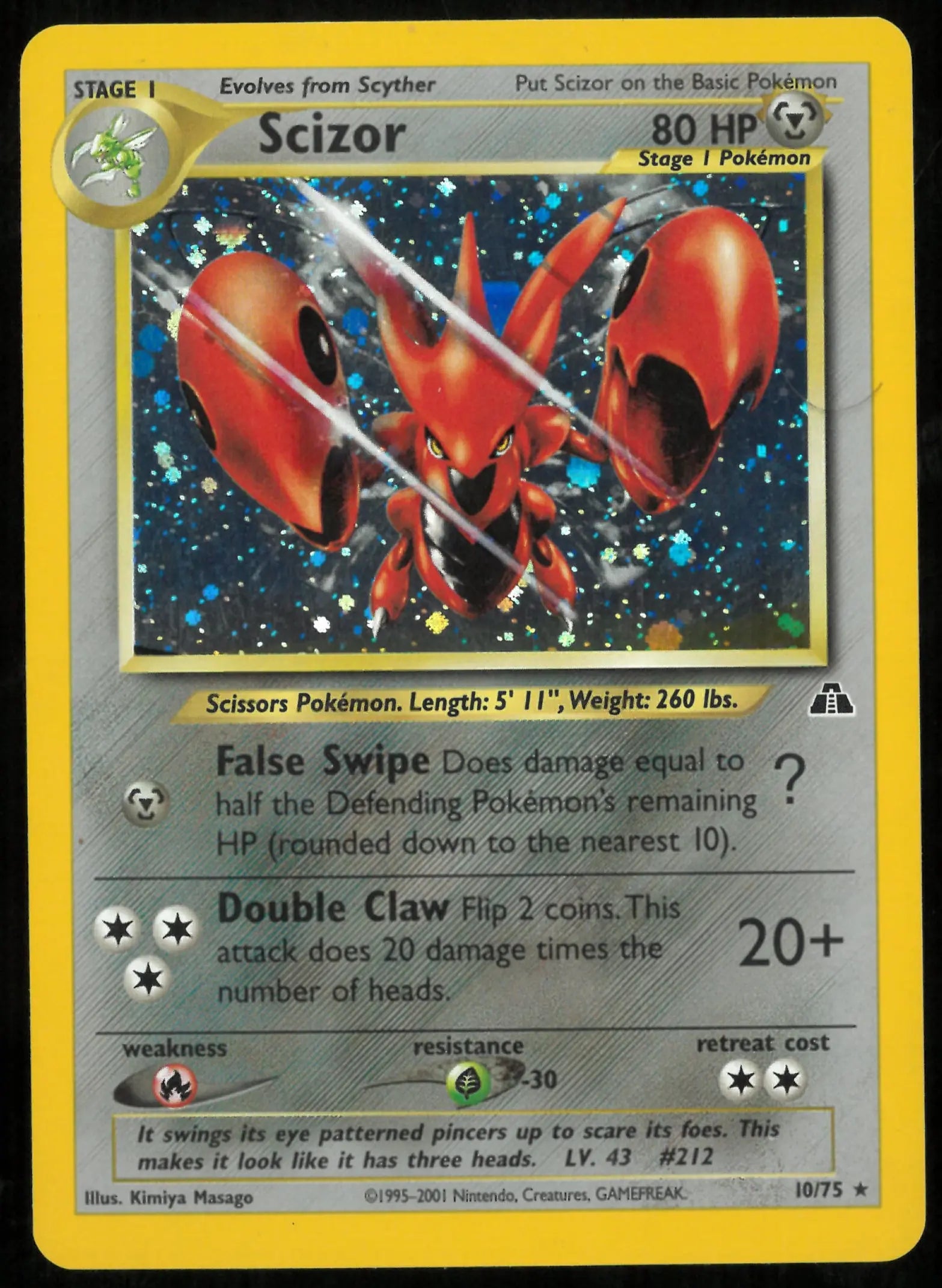 1999 Pokemon Neo Discovery Unlimited Holofoil Scizor 10 