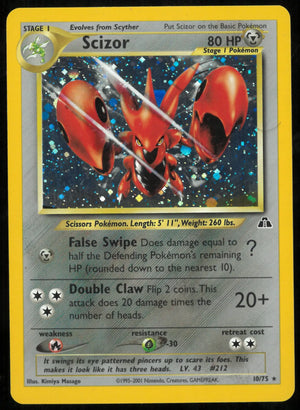 1999 Pokemon Neo Discovery Unlimited Holofoil Scizor 10 