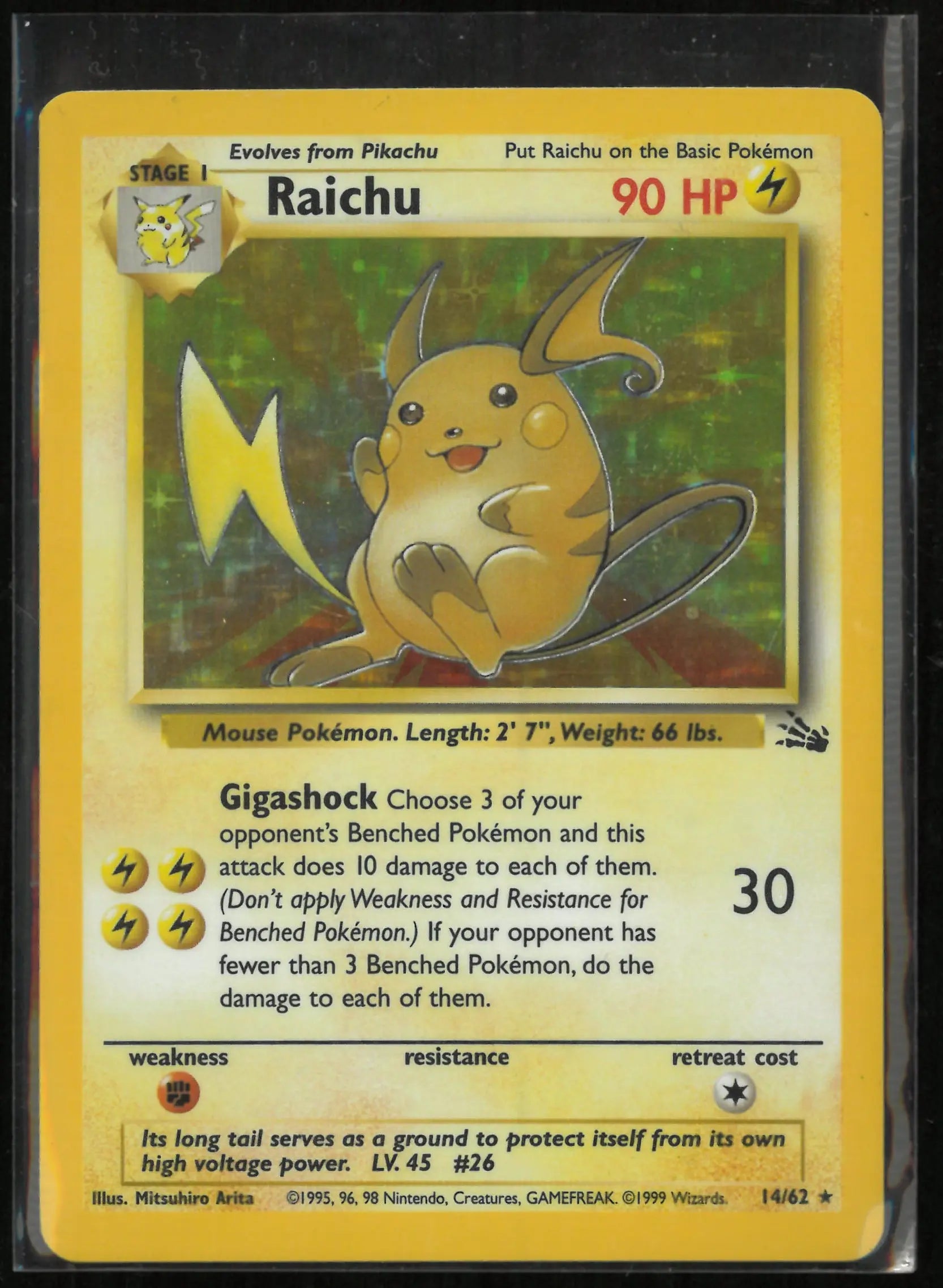 1999 Pokemon Raichu Holo Rare Fossil 14/62 