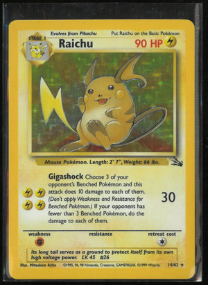 1999 Pokemon Raichu Holo Rare Fossil 14/62 