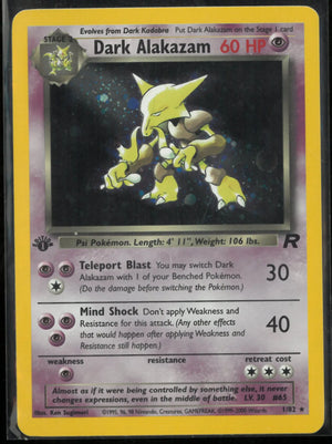 1999 Pokemon Team Rocket 1st Edition Holofoil Dark Alakazam 1 