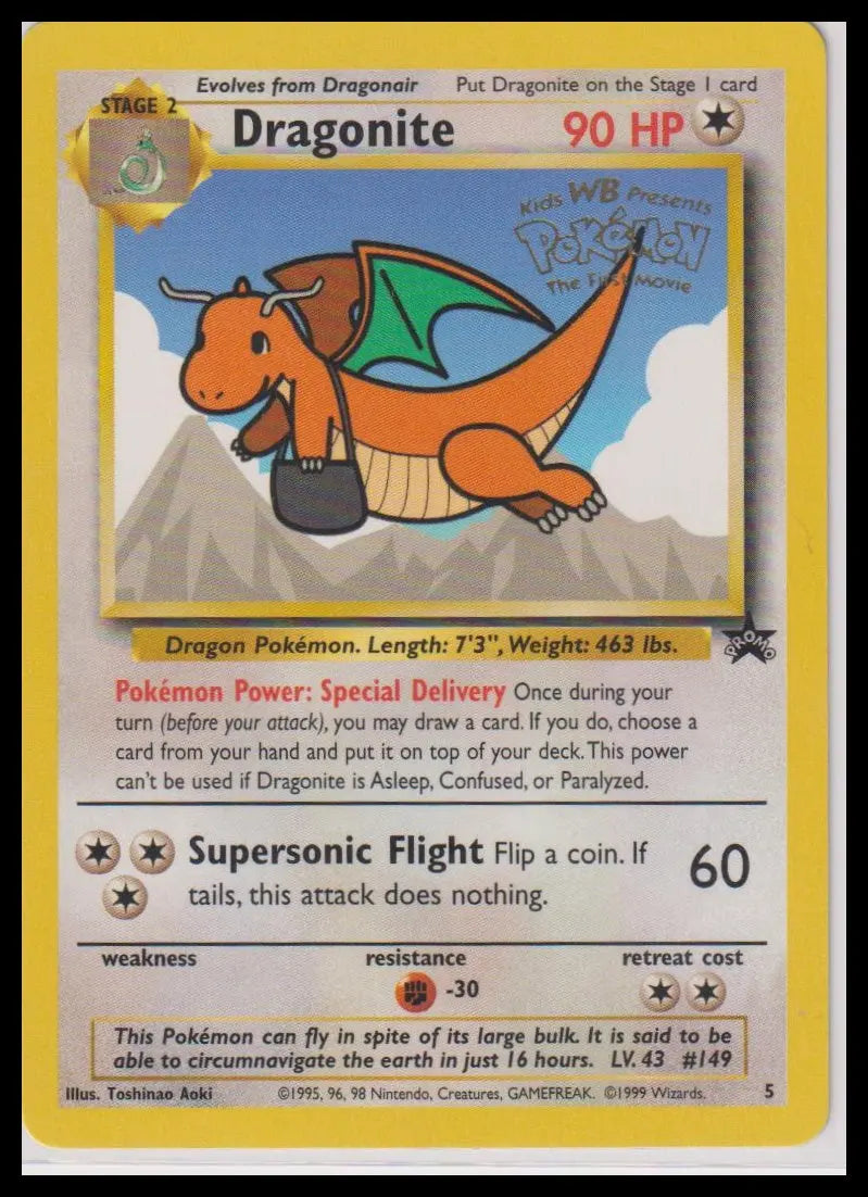 1999 Pokemon The First Movie Black Star Promo Dragonite 5 