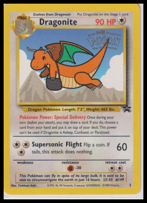 1999 Pokemon The First Movie Black Star Promo Dragonite 5 