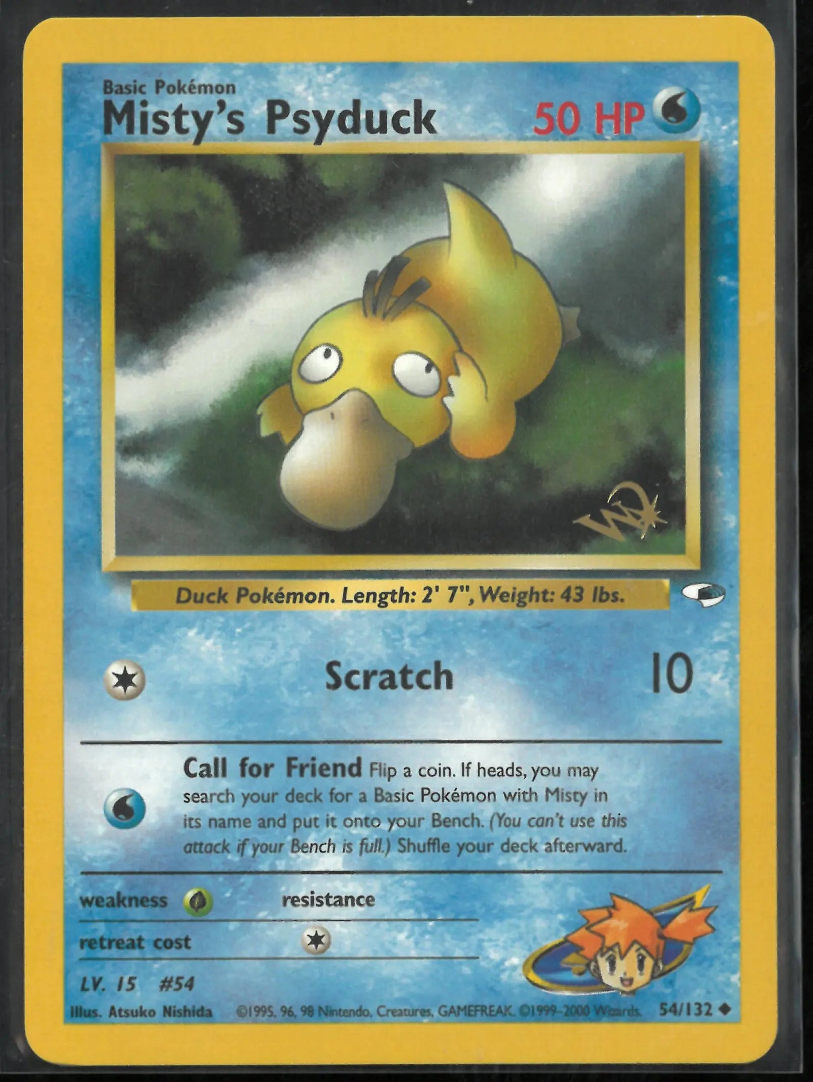 1999 Pokemon WoTC Promo W Stamped Misty's Psyduck 054/132 