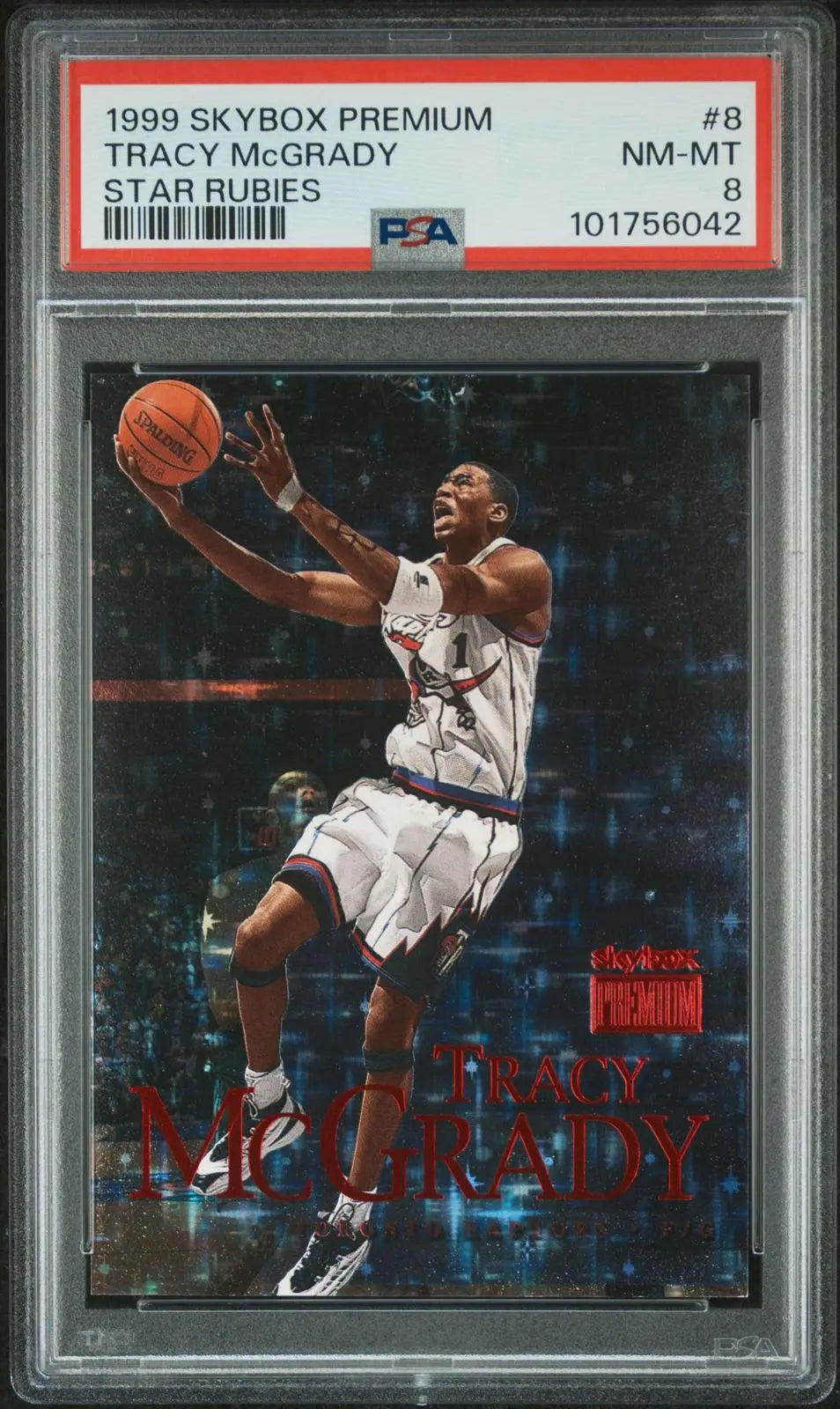1999 SkyBox Premium NBA Basketball Tracy McGrady Star Rubies /45 PSA 8 