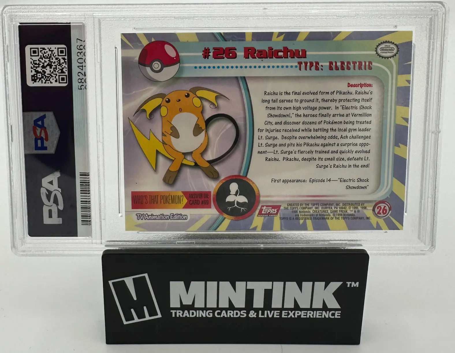 1999 Topps Pokemon TV Raichu 26 PSA 10 