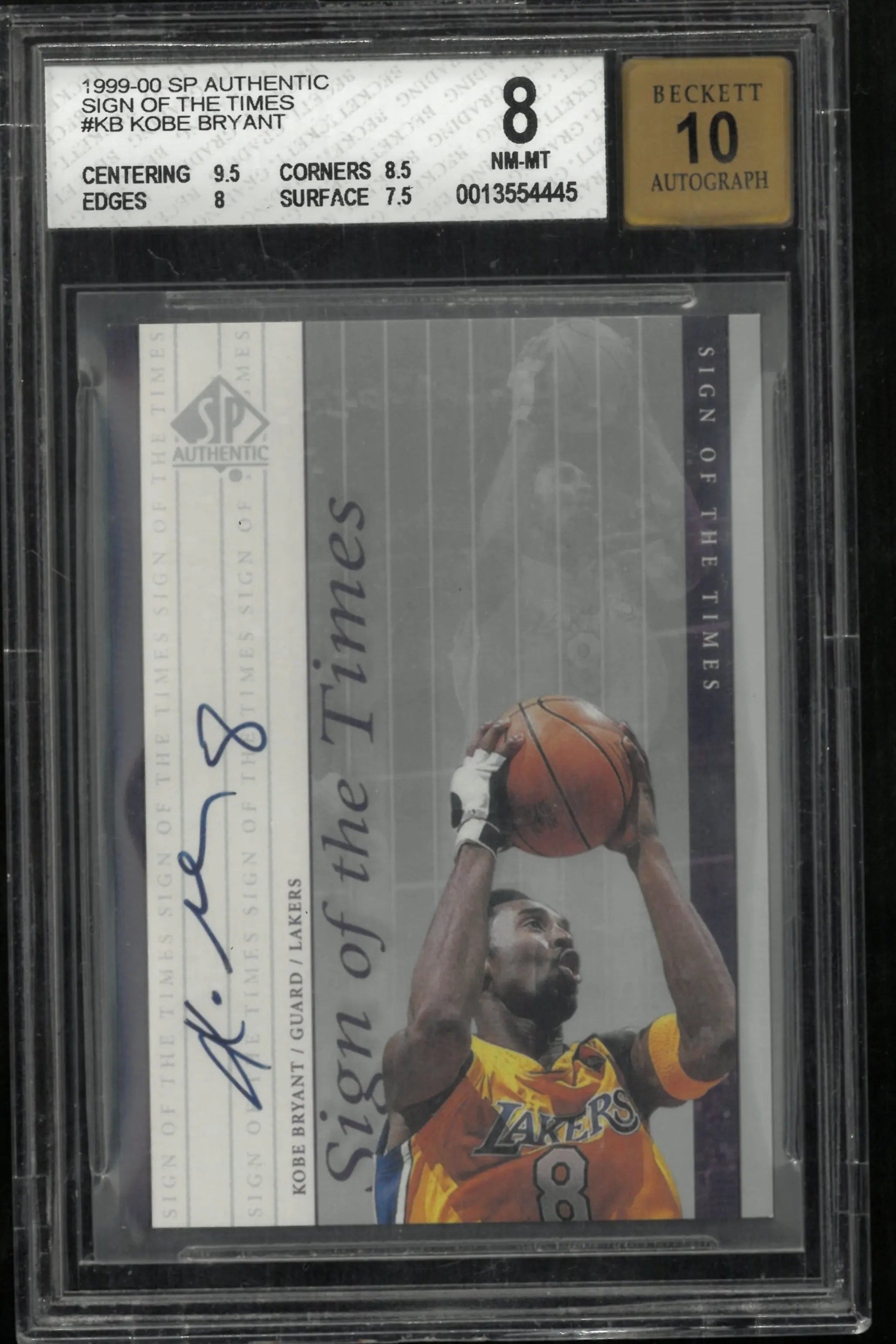 1999 UD SP Authentic Sign of the Times Auto Kobe Bryant BGS 8 Auto 10 