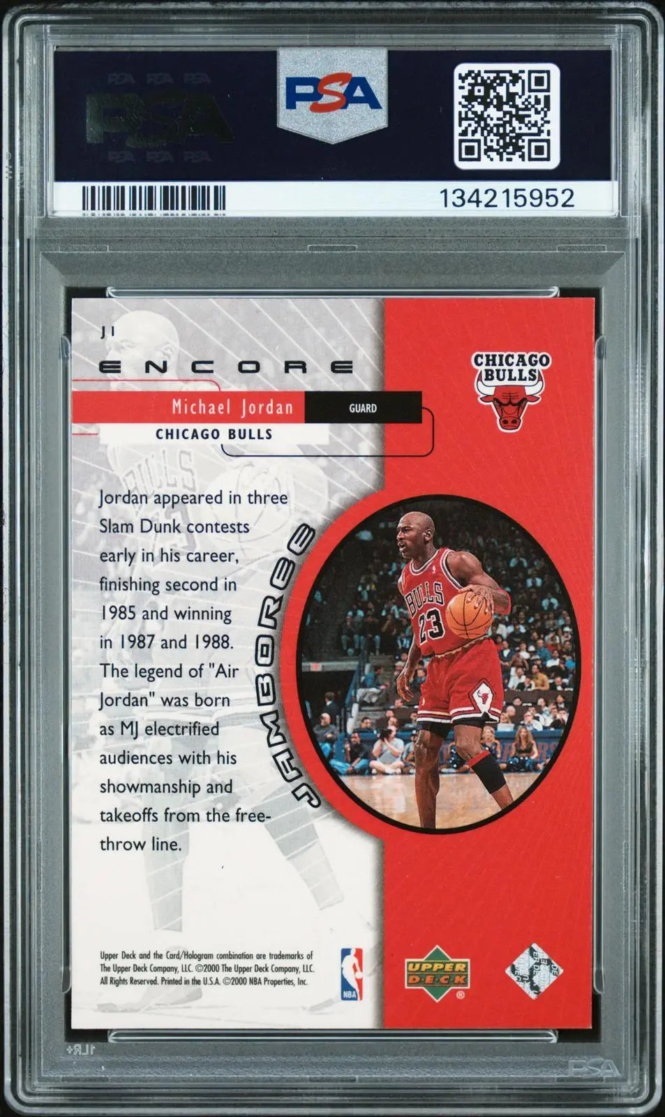 1999 Upper Deck Basketball Encore Jamboree Michael Jordan Holo PSA 9 