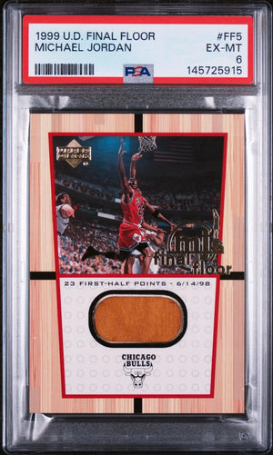 1999 Upper Deck Basketball mj's final floor Patch Michael Jordan PSA 6 