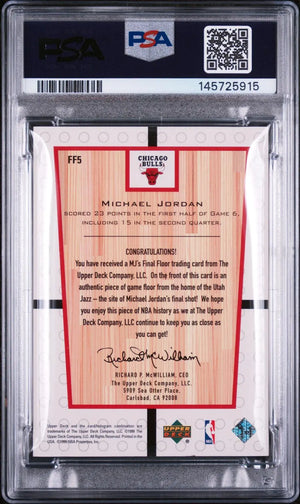 1999 Upper Deck Basketball mj's final floor Patch Michael Jordan PSA 6 