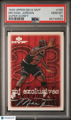 1999 Upper Deck MVP Basketball Michael Jordan #190 Super Script PSA 10 
