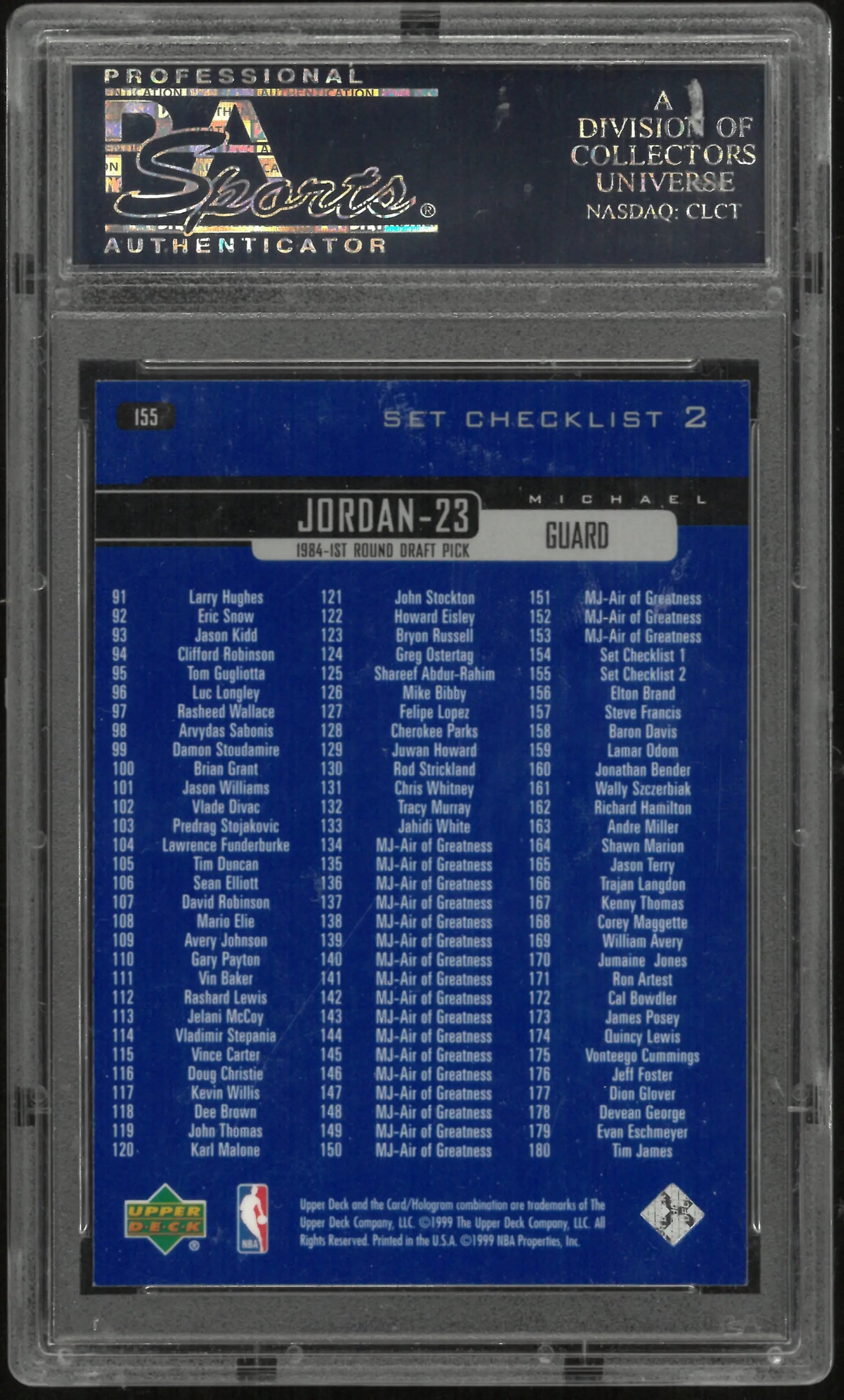 1999 Upper Deck Michael Jordan Set Checklist 2 PSA 10 