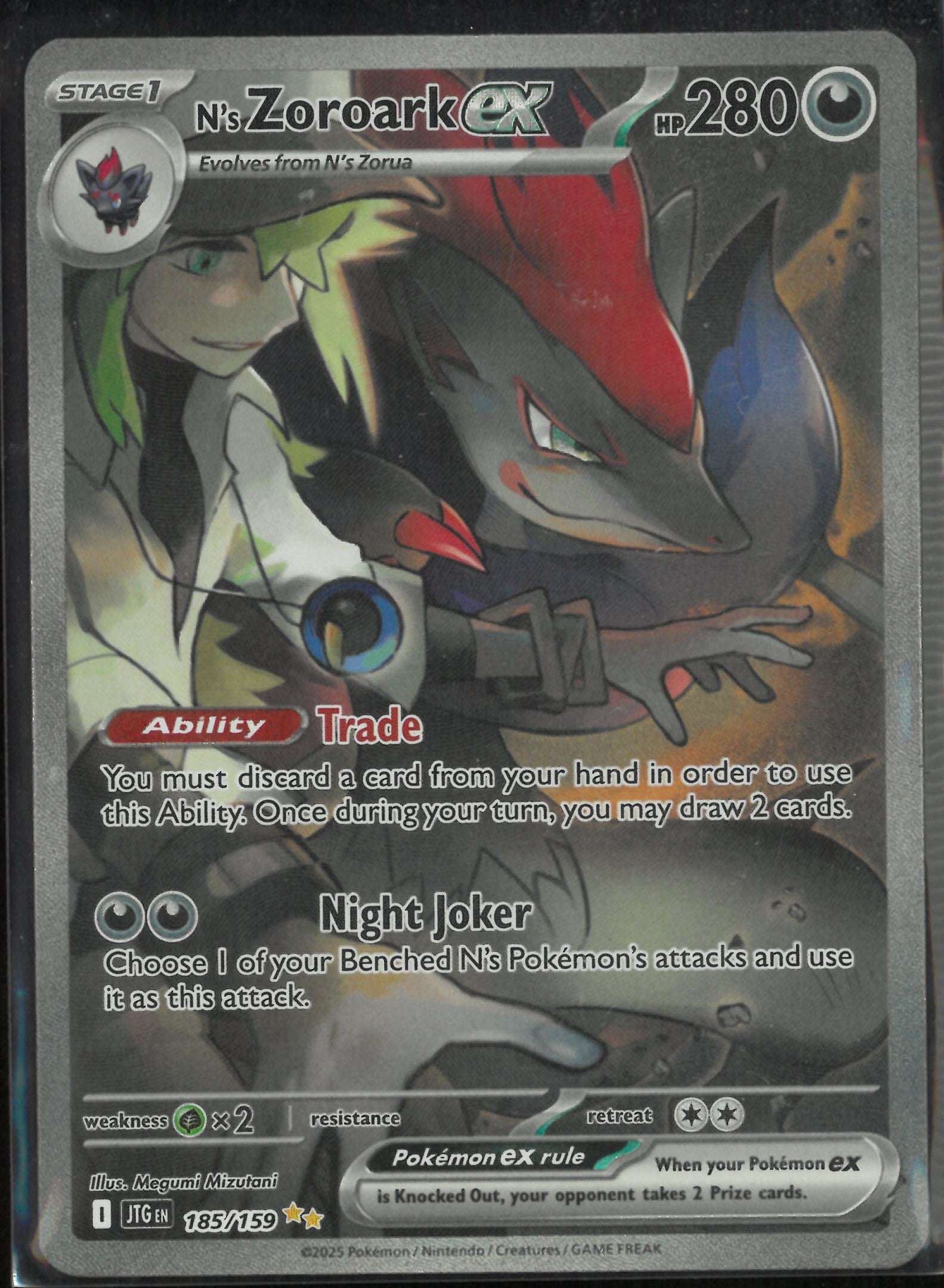 2025 Pokemon Journey Together Special Illustration Rare N's Zoroark ex 185/159