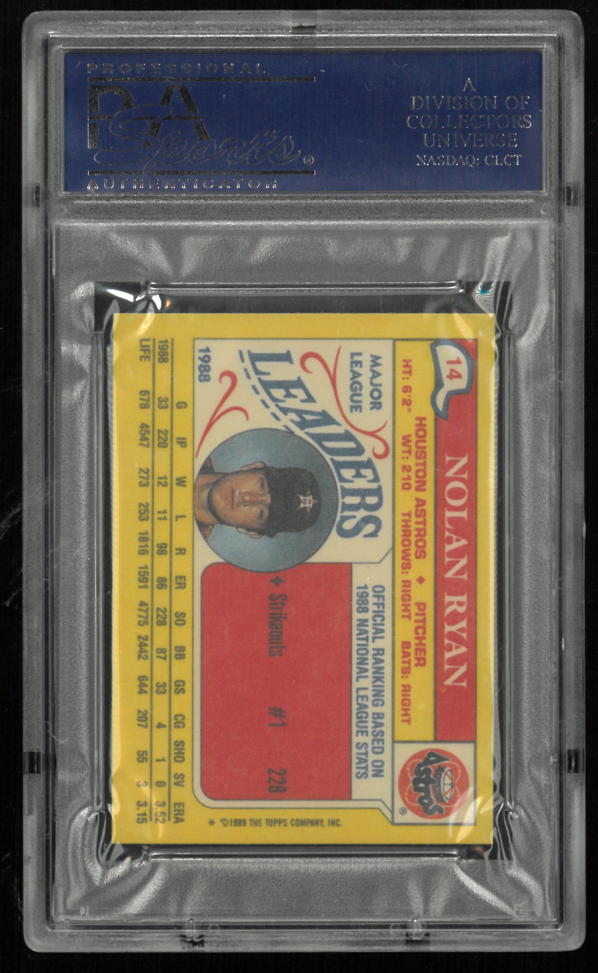 1989 Topps Mini League Leaders Nolan Ryan PSA 10