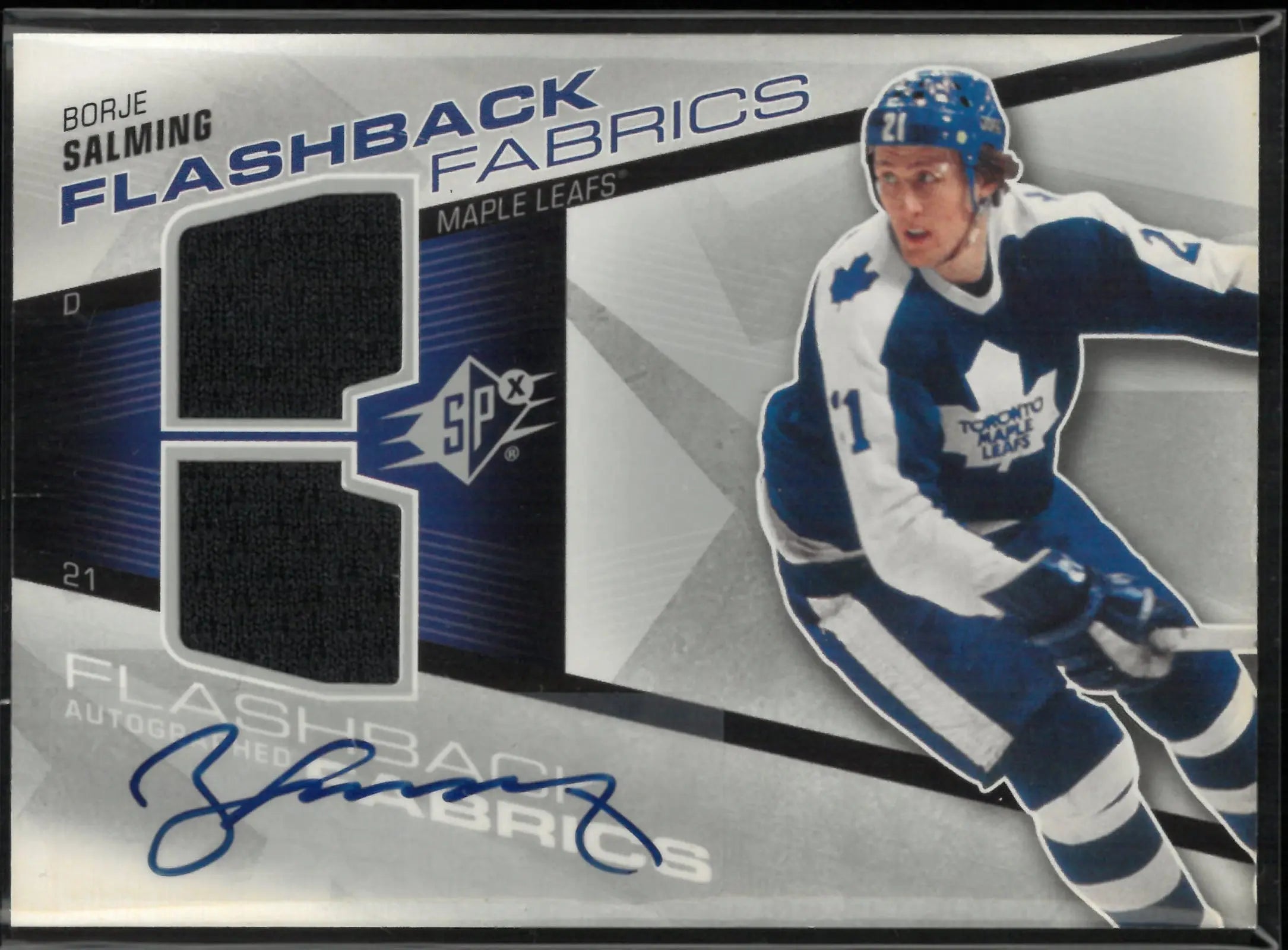 2000-09 Upper Deck SPX Flashback Fabrics Autograph Borje Salming Auto Patch 