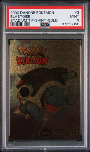 2000 Danone Pokemon Stadium Tip Shiny Blastoise 3/8 PSA 9 