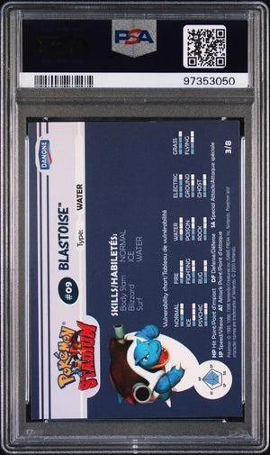 2000 Danone Pokemon Stadium Tip Shiny Blastoise 3/8 PSA 9 