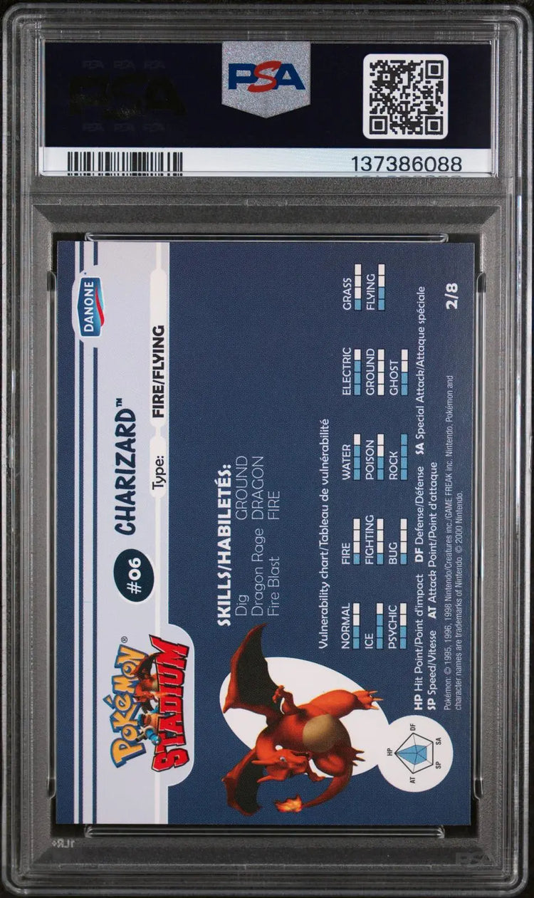 2000 Danone Pokemon Stadium Tip Shiny Charizard 2/8 PSA 9 
