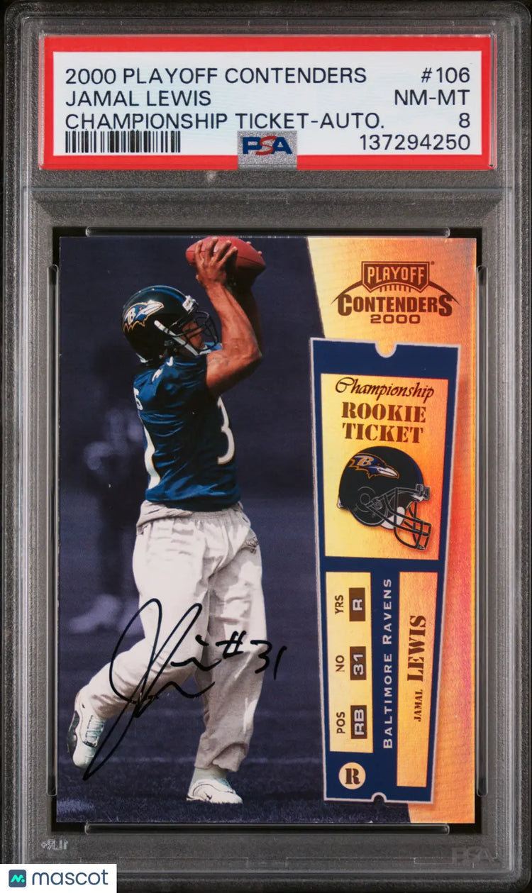 2000 Playoff Contenders Championship Rookie Ticket Auto Jamal Lewis /100 PSA 8 