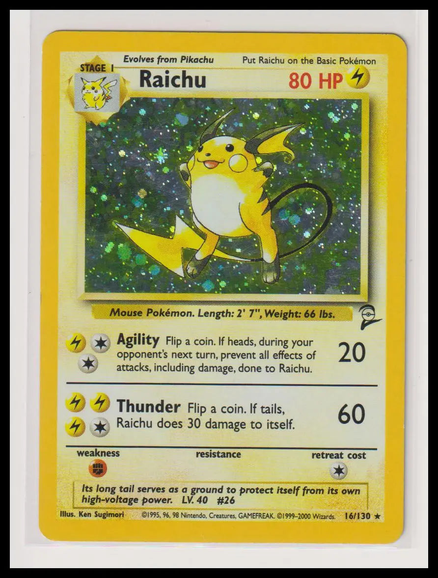 2000 Pokemon Base 2 Raichu Holo 16/130 LP 