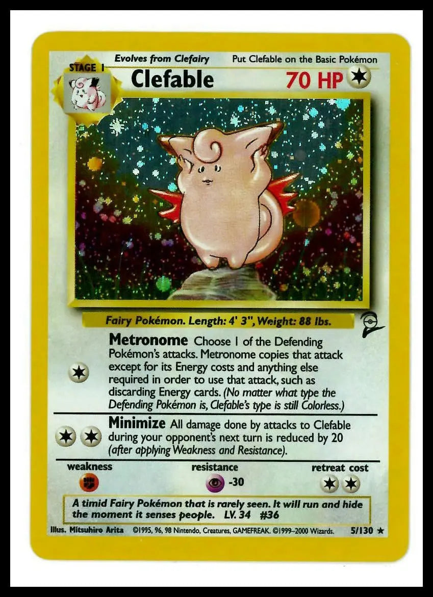2000 Pokemon Base Set 2 Clefable 5/130 LP 