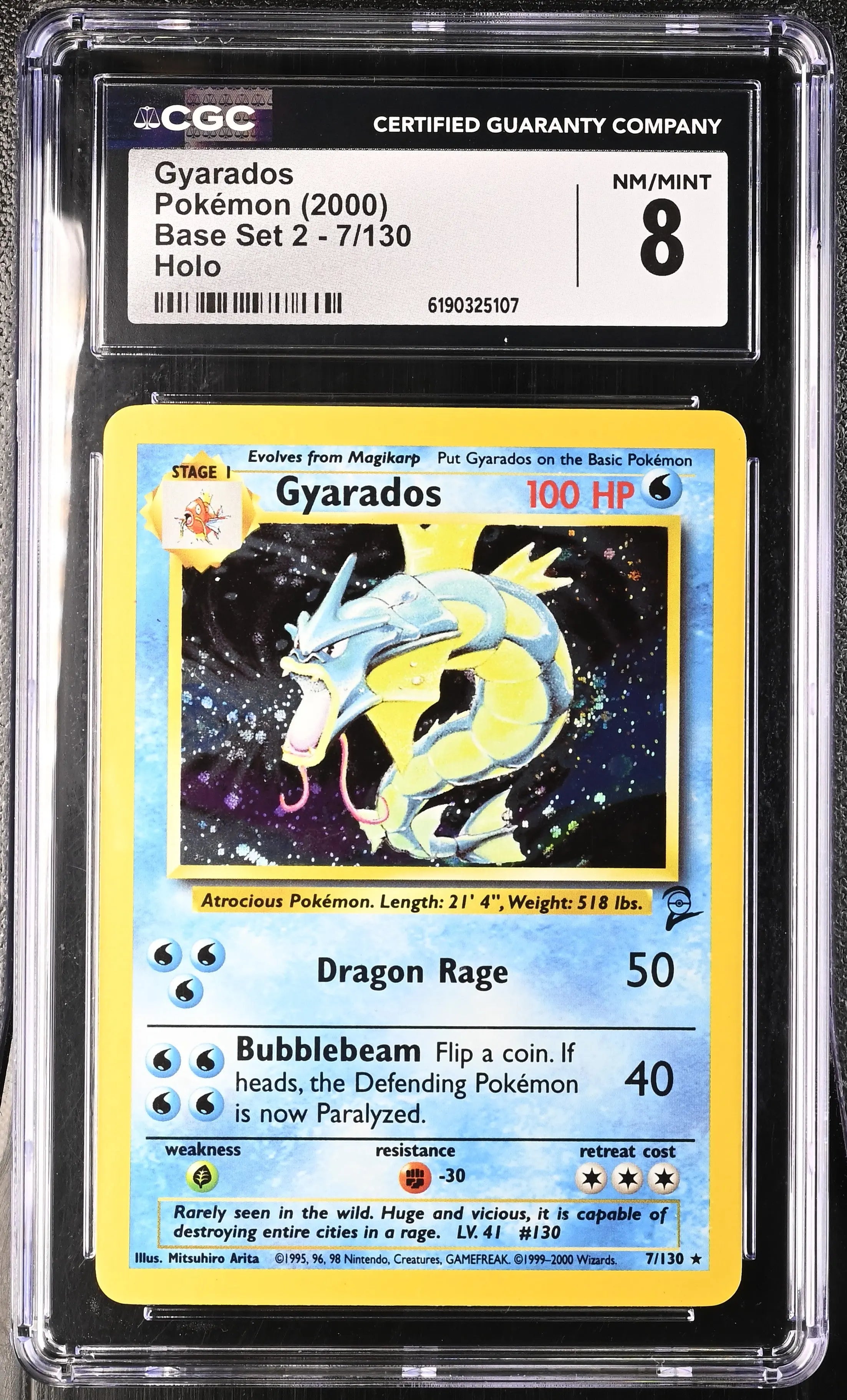 2000 Pokemon Base Set 2 Gyarados Holo 7/130CGC 8 