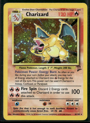 2000 Pokemon Base Set 2 Holo Rare Charizard 4/130 LP 