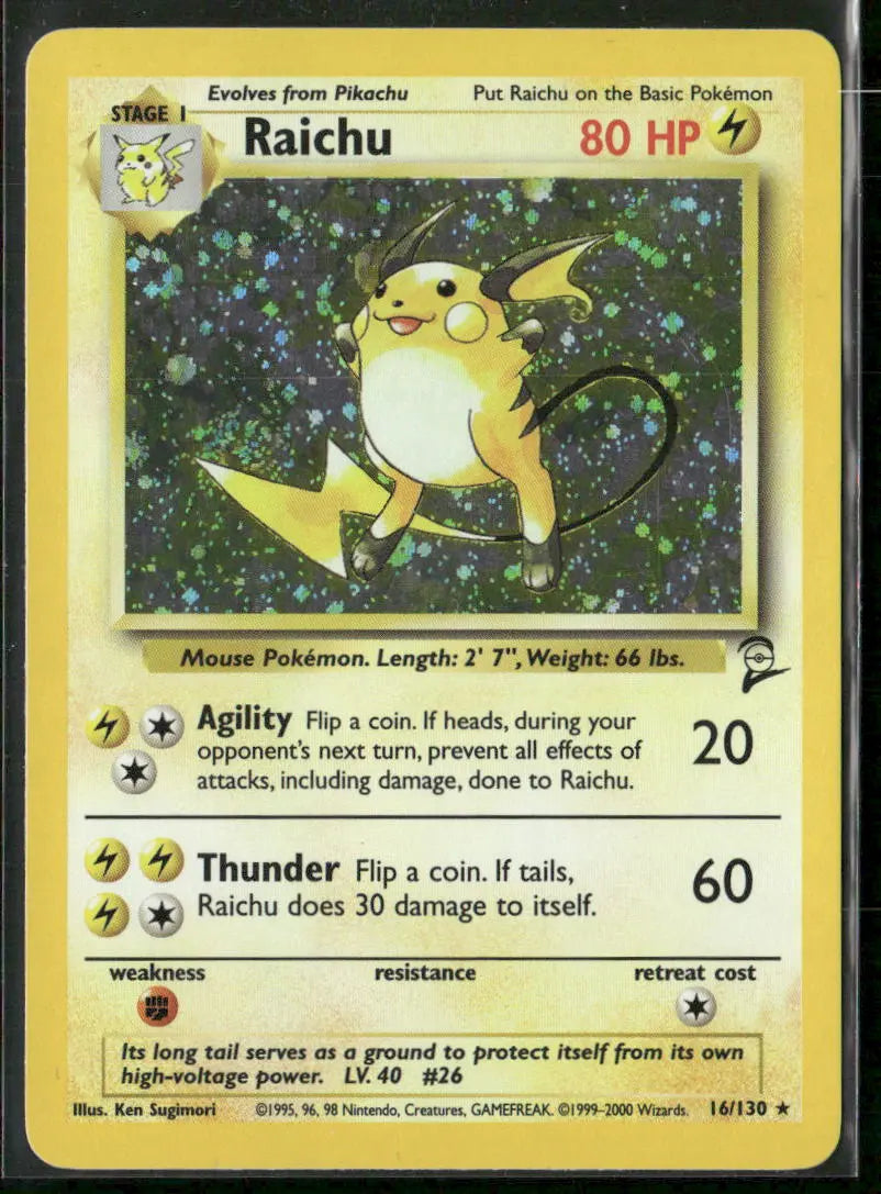 2000 Pokemon Base Set 2 Holofoil Raichu 16/130 