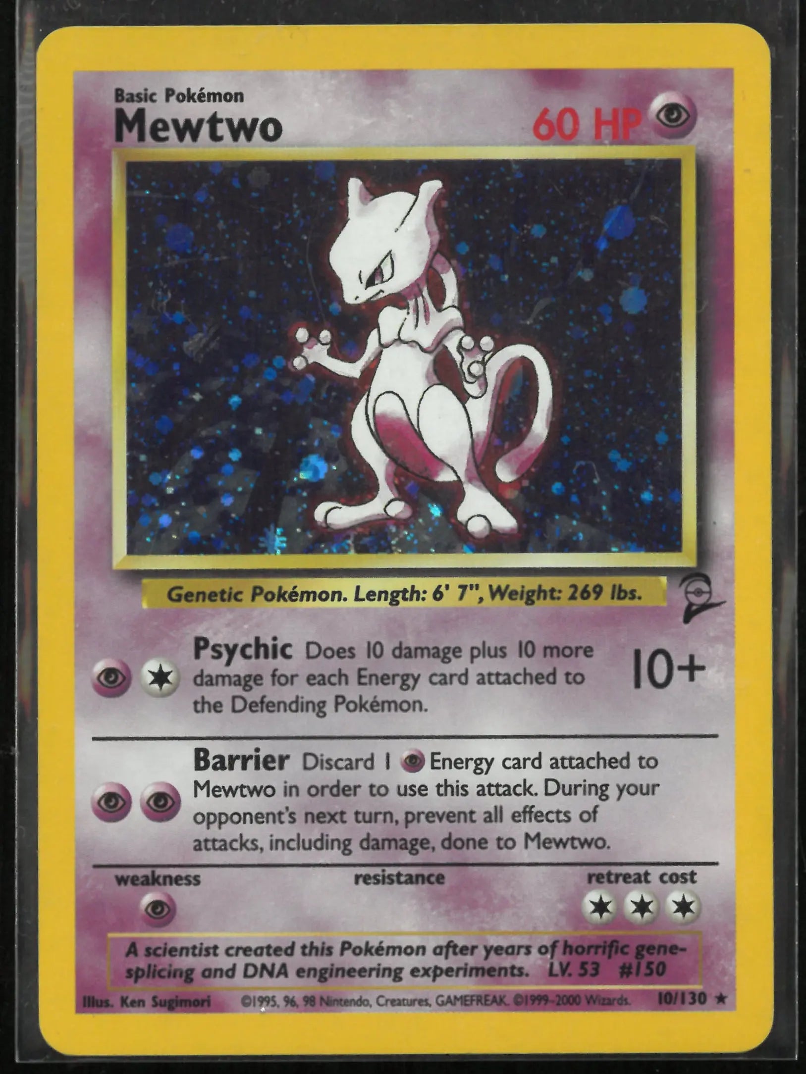 2000 Pokemon Baset Set 2 Mewtwo Holo Rare 10/130 