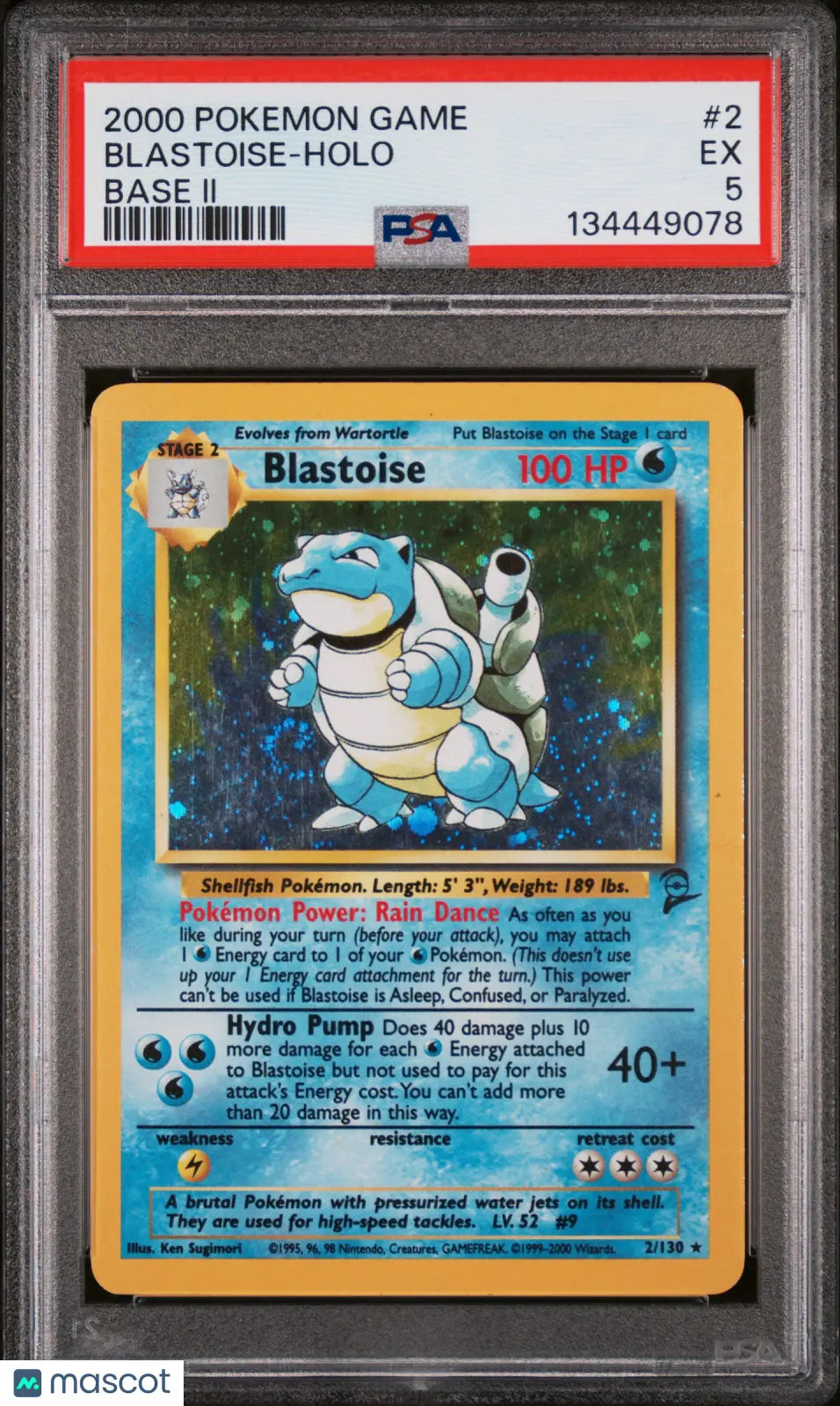 2000 Pokemon Game Base II Blastoise Holo Base II PSA 5 2/130 