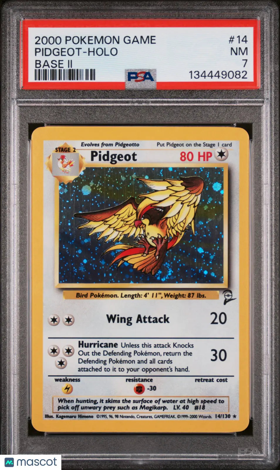 2000 Pokemon Game Base II Pidgeot Holo Base II PSA 7 14/130 