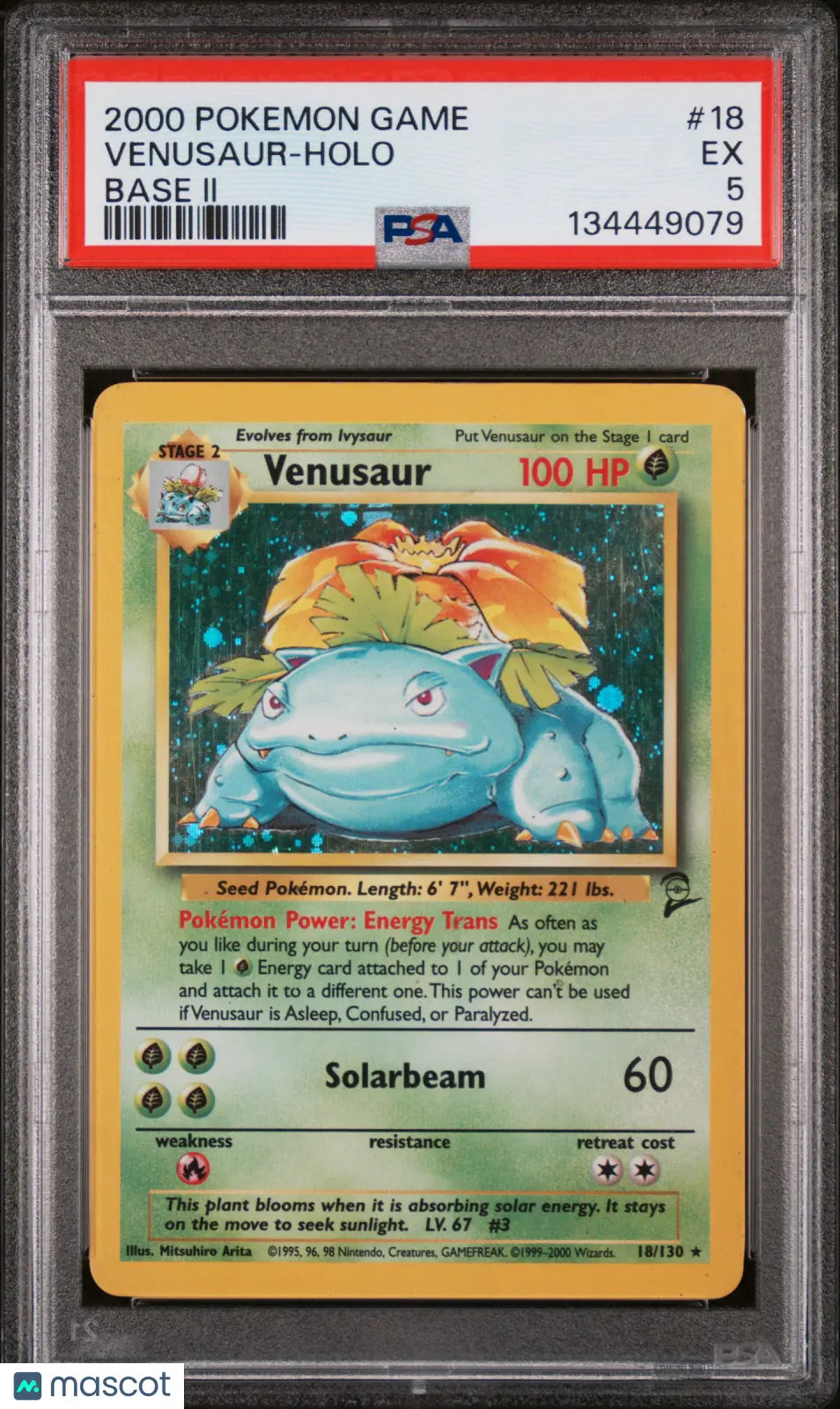 2000 Pokemon Game Base II Venusaur Holo Base II PSA 5 18/130 
