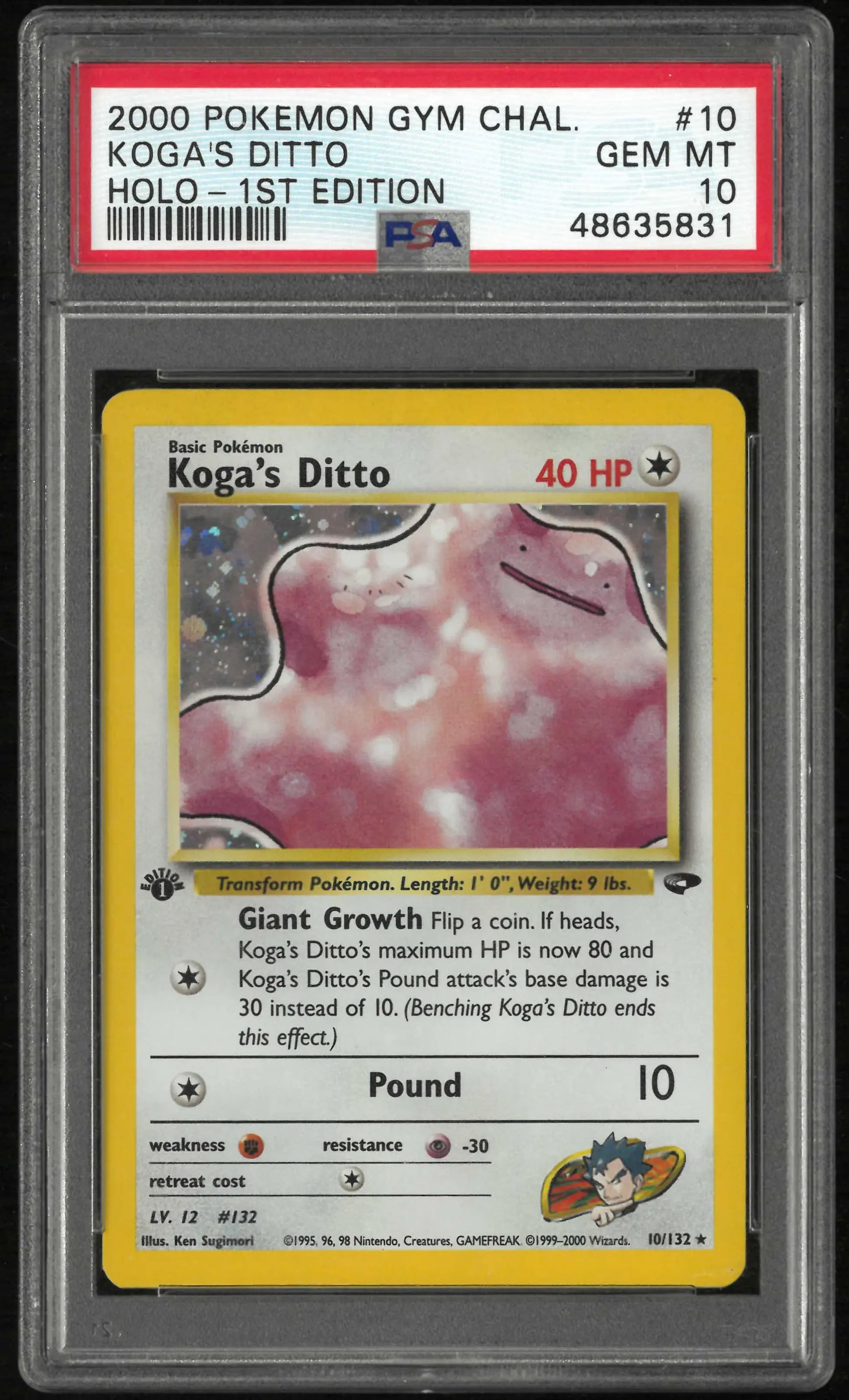2000 Pokemon Gym Challenge 10/132 Koga's Ditto Holo 1st Edition PSA 10 