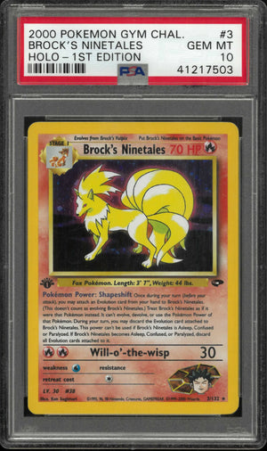2000 Pokemon Gym Challenge 3/132 Brock's Ninetales Holo 1st Edition PSA 10 