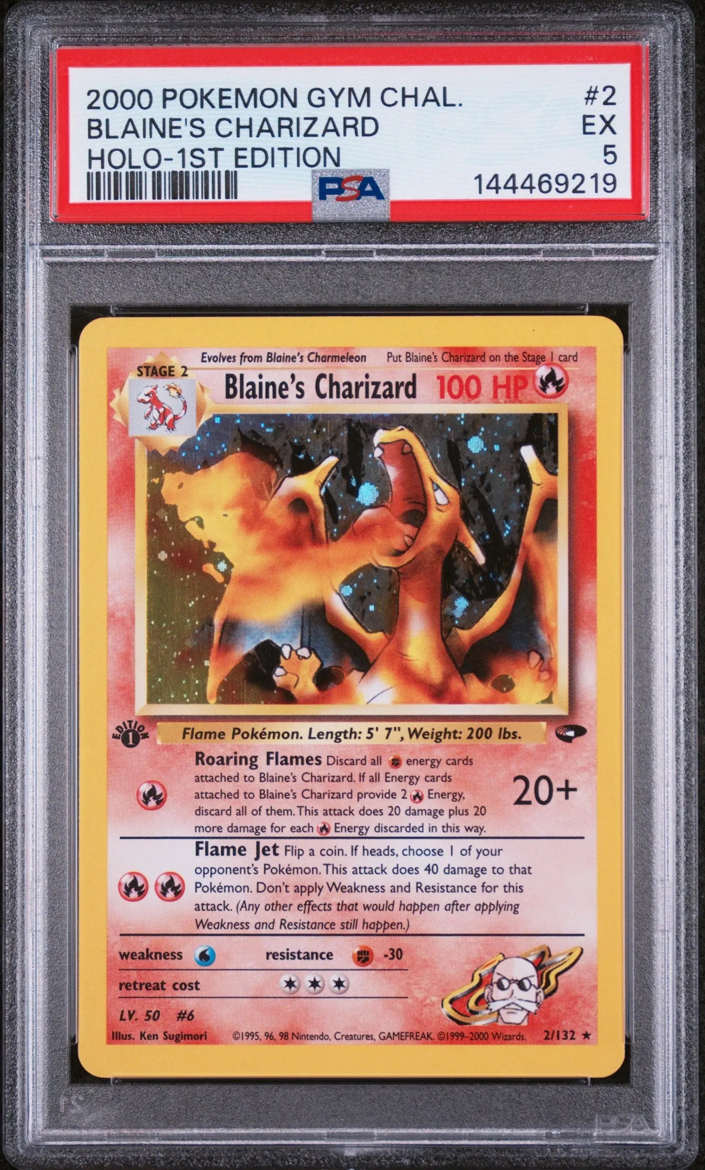 2000 Pokemon Gym Challenge Blaine's Charizard Holo-1st Edition PSA 5 2/132 