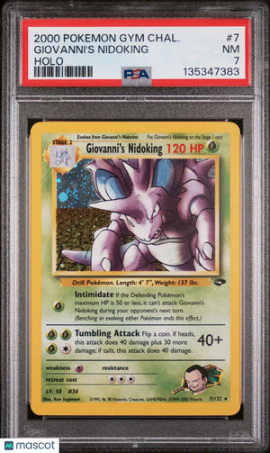 2000 Pokemon Gym Challenge Giovanni's Nidoking Holo PSA 7 7/132 