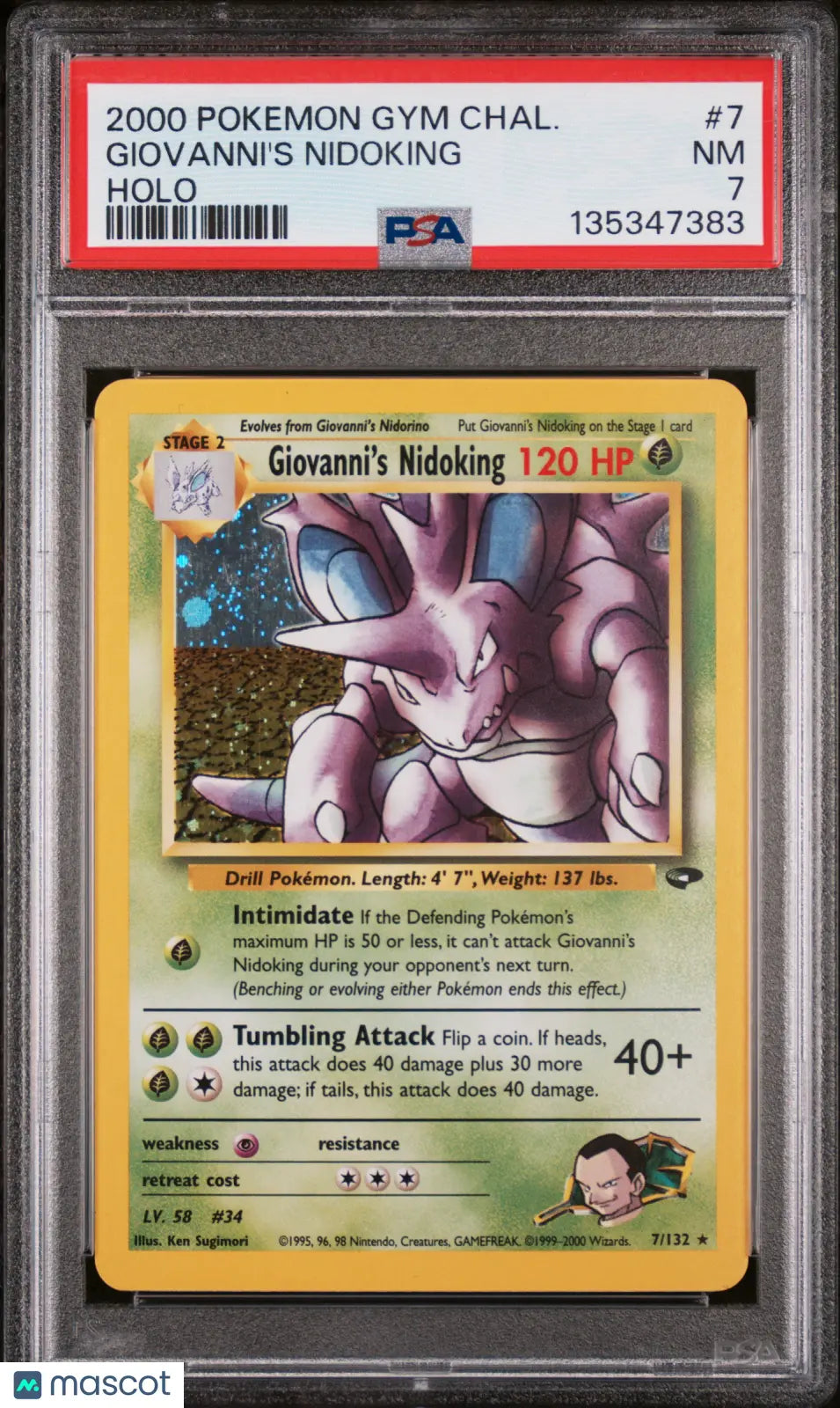 2000 Pokemon Gym Challenge Giovanni's Nidoking Holo PSA 7 7/132 