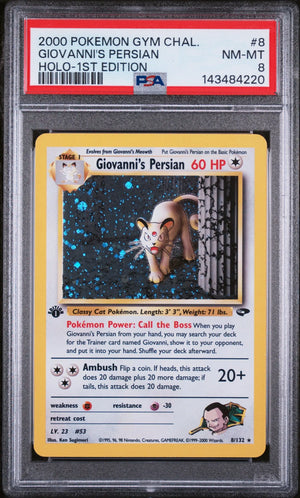 2000 Pokemon Gym Challenge Giovanni's Persian Holo-1st Edition 8/132 PSA 8 