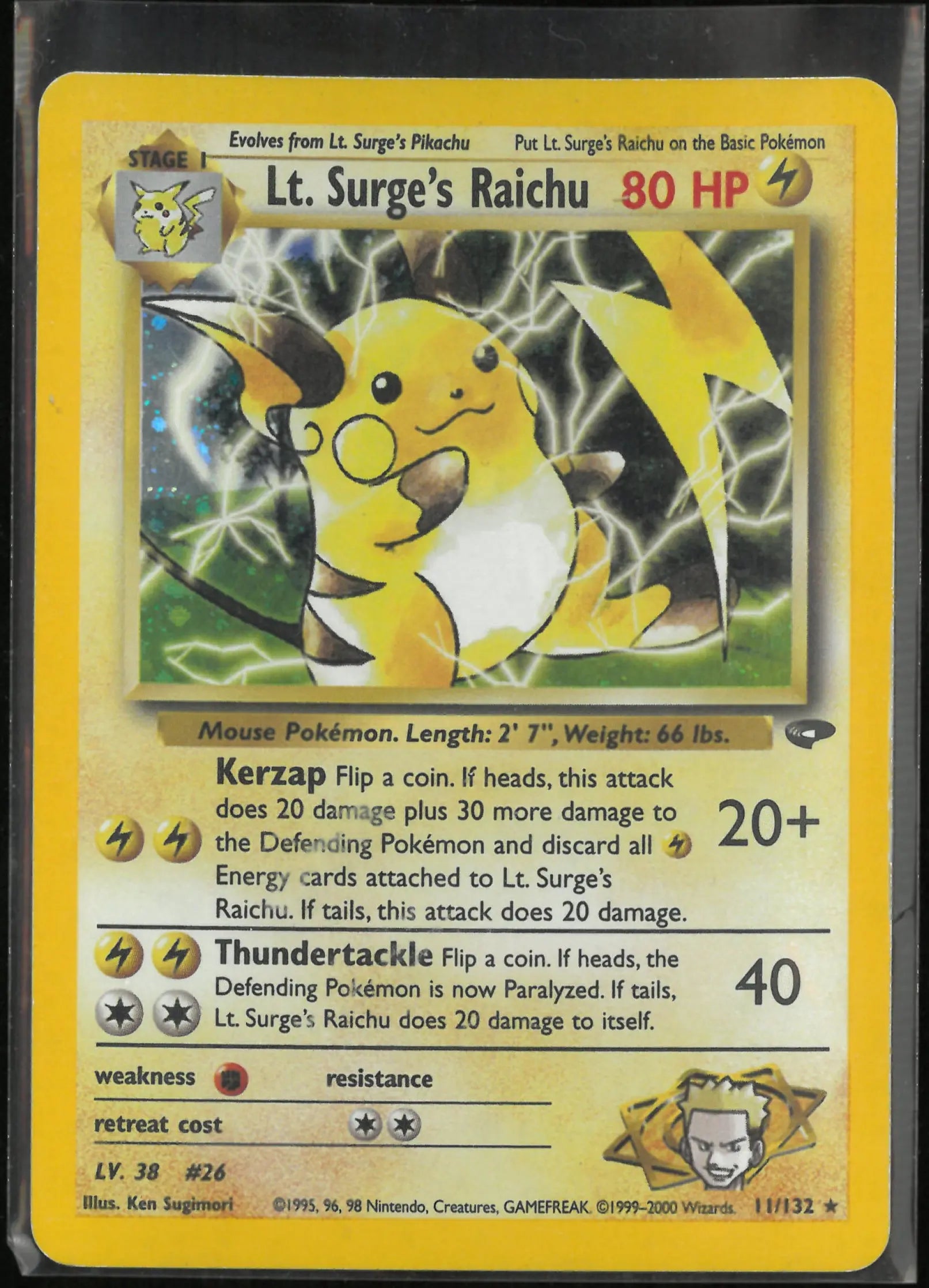 2000 Pokemon Gym Challenge LT. Surge's Raichu 11/132 LP 