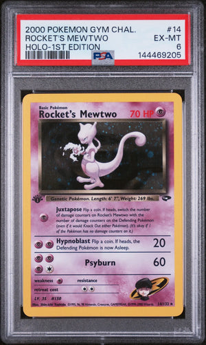 2000 Pokemon Gym Challenge Rocket's Mewtwo Holo-1st Edition PSA 6 14/132 