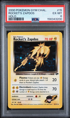 2000 Pokemon Gym Challenge Rocket's Zapdos Holo 15/132 PSA 6 