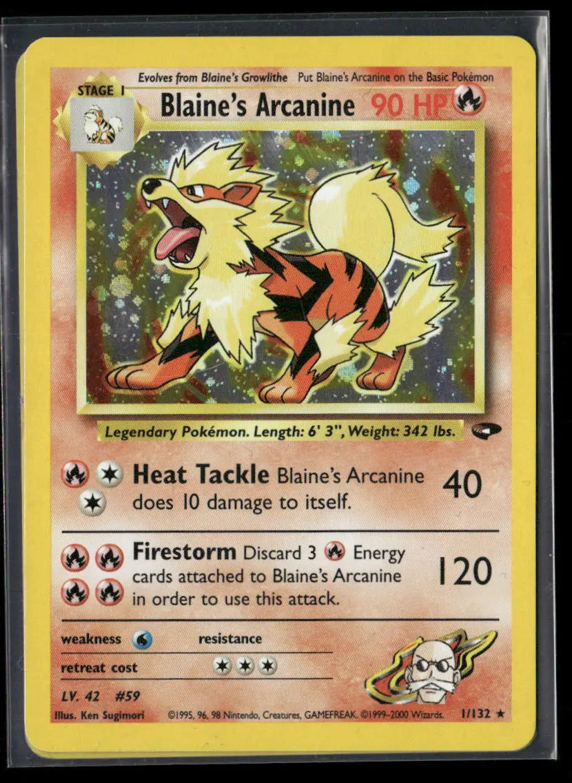 2000 Pokemon Gym Challenge Unlimited Holofoil Blaine's Arcanine 1/132 